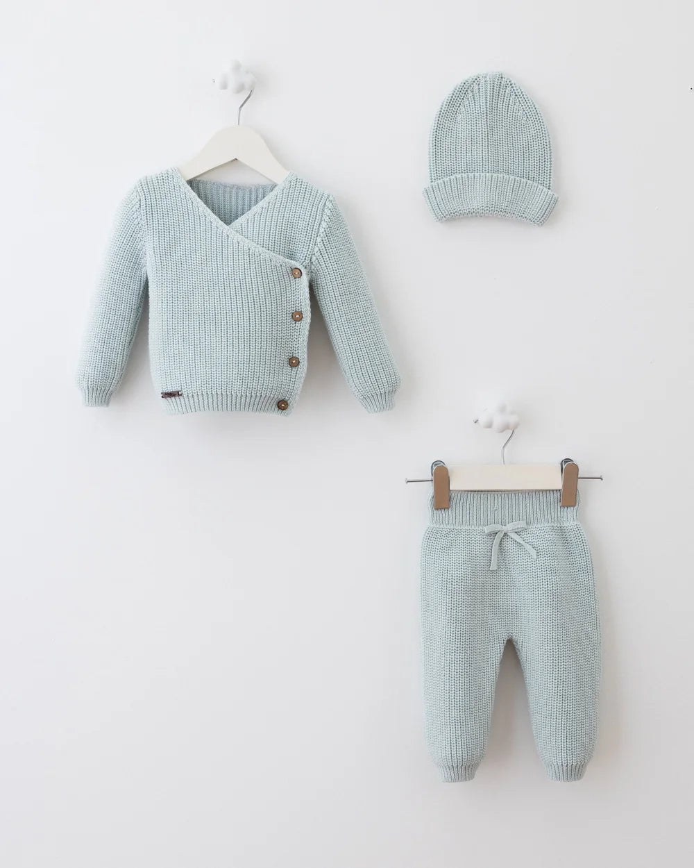 Baby Knit 3-Piece Set – Soft Mint