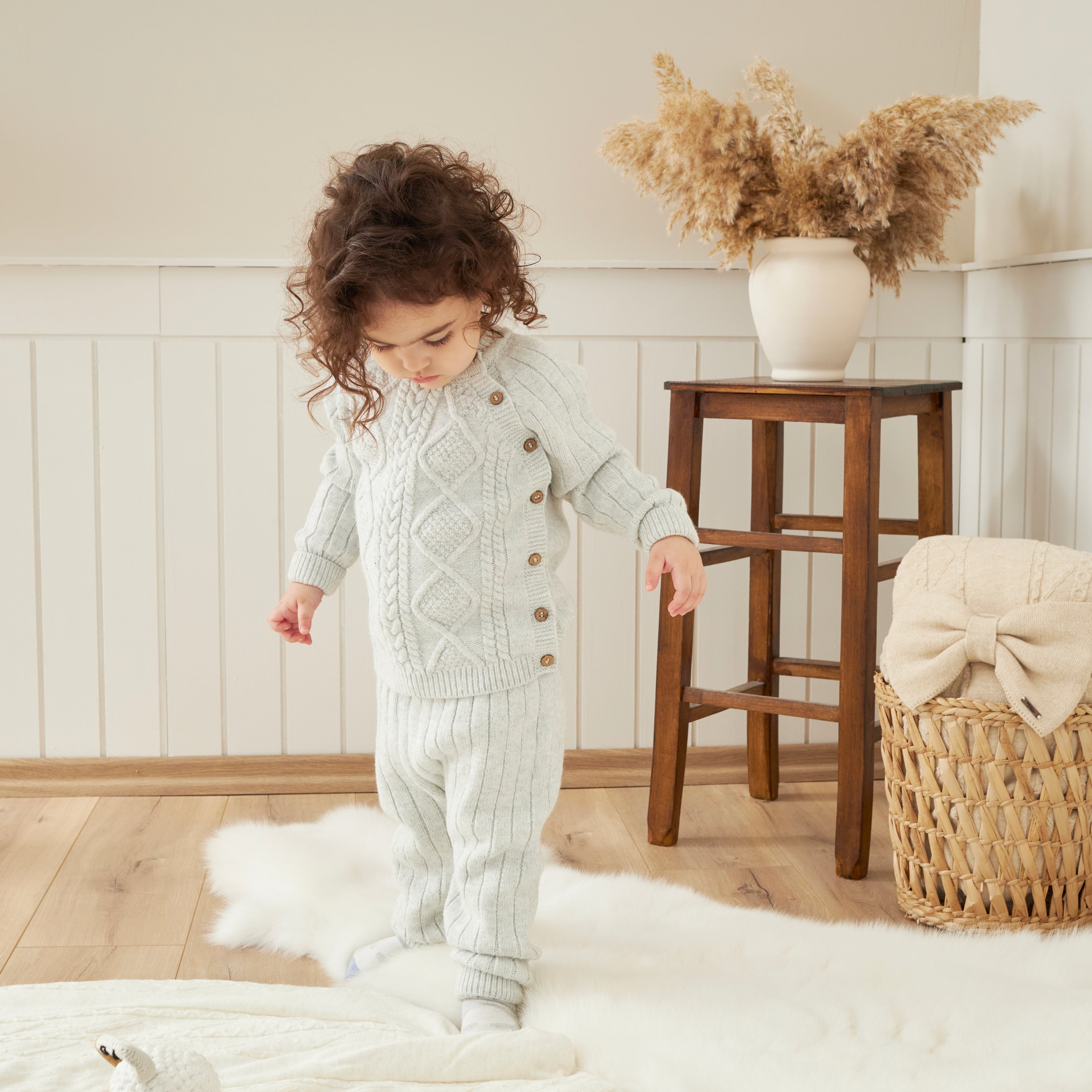 Cable Knit Baby Set – Ivory Cream (2-Piece Outfit)