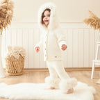 Luxury Baby Knit Set with Faux Fur Hood – Ivory Cream