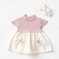 Pink Knit & Cotton Baby Dress with Headband