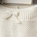 Fur Hood Knit Two-Piece Set – Cream