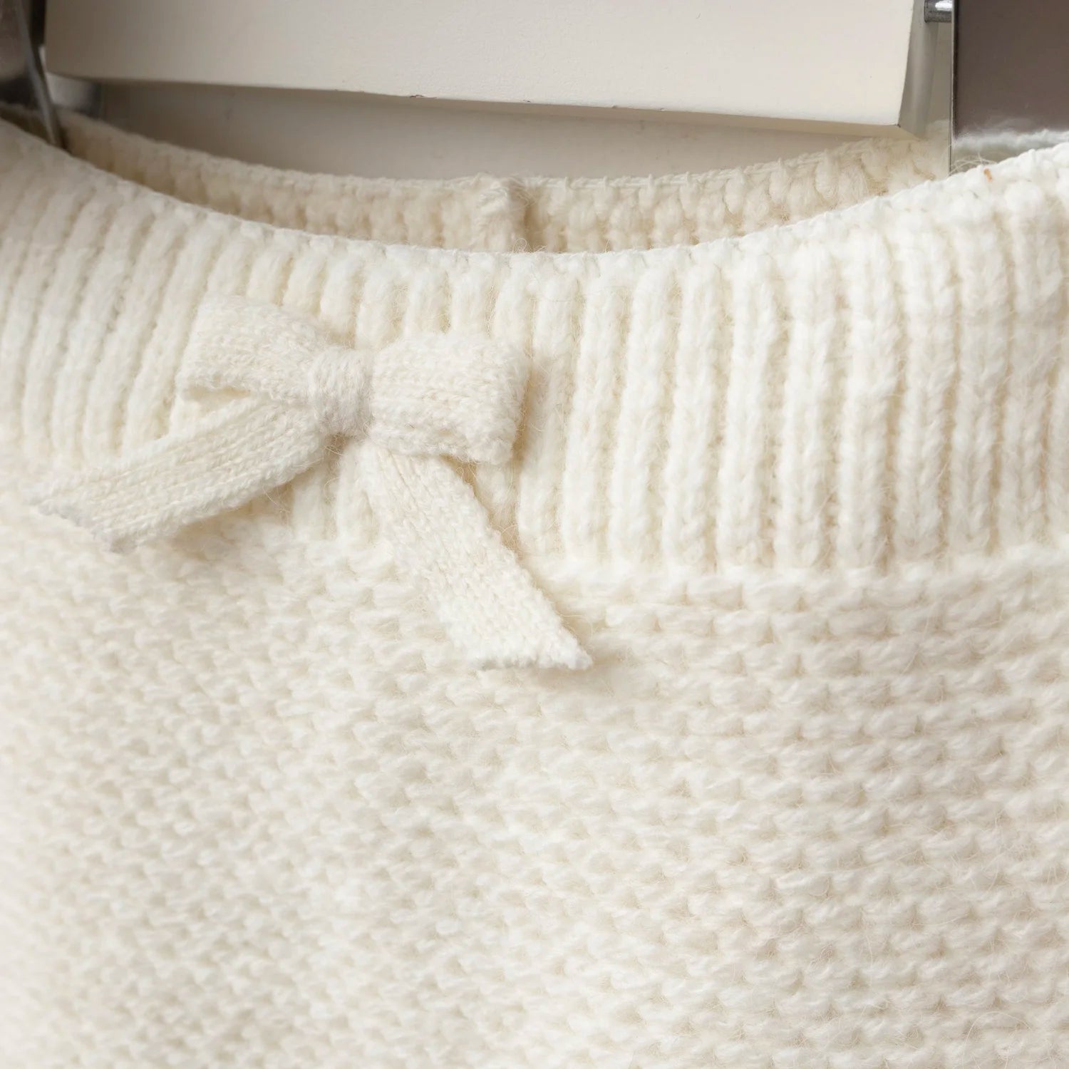 Fur Hood Knit Two-Piece Set – Cream