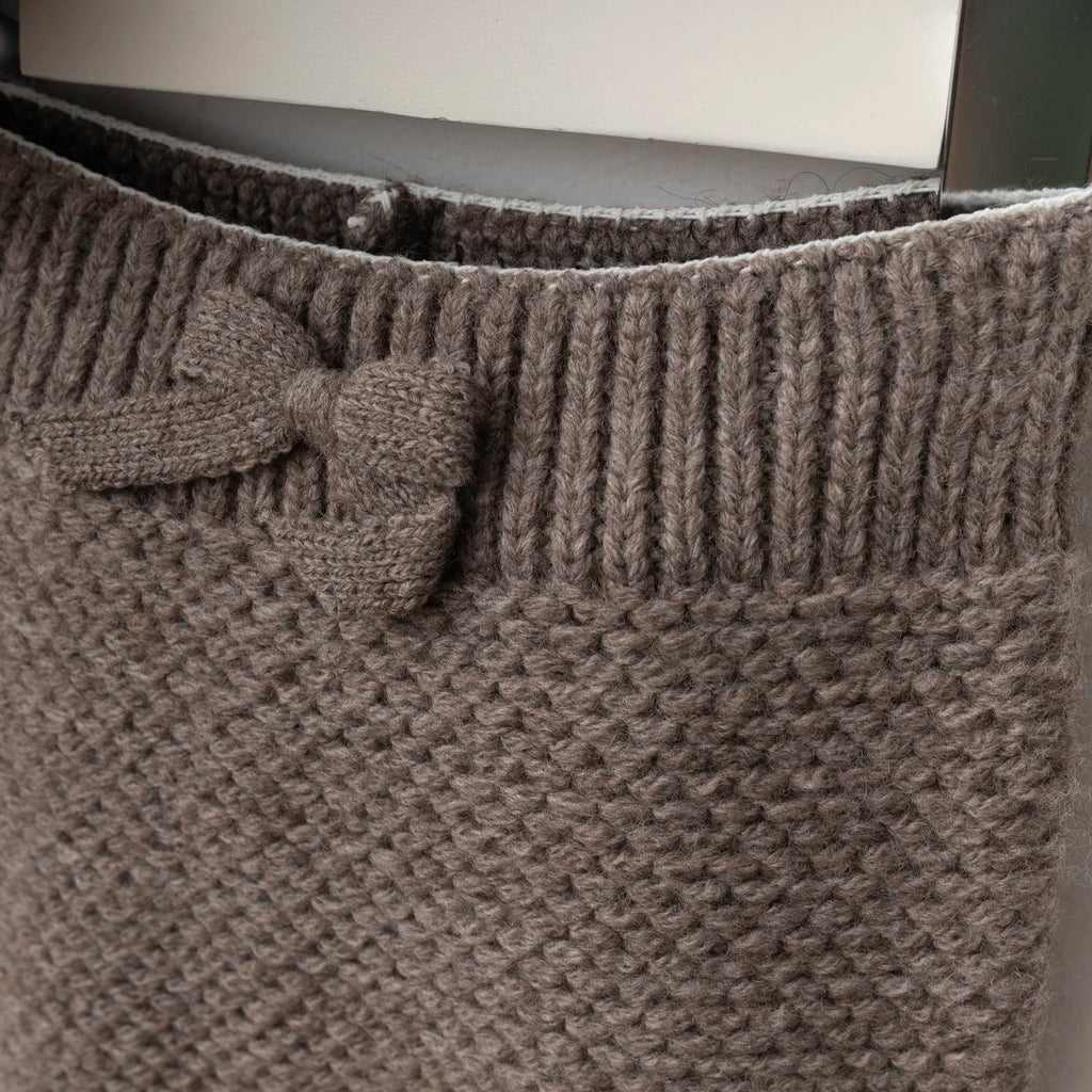 Fur Hood Knit Two-Piece Set – Mocha