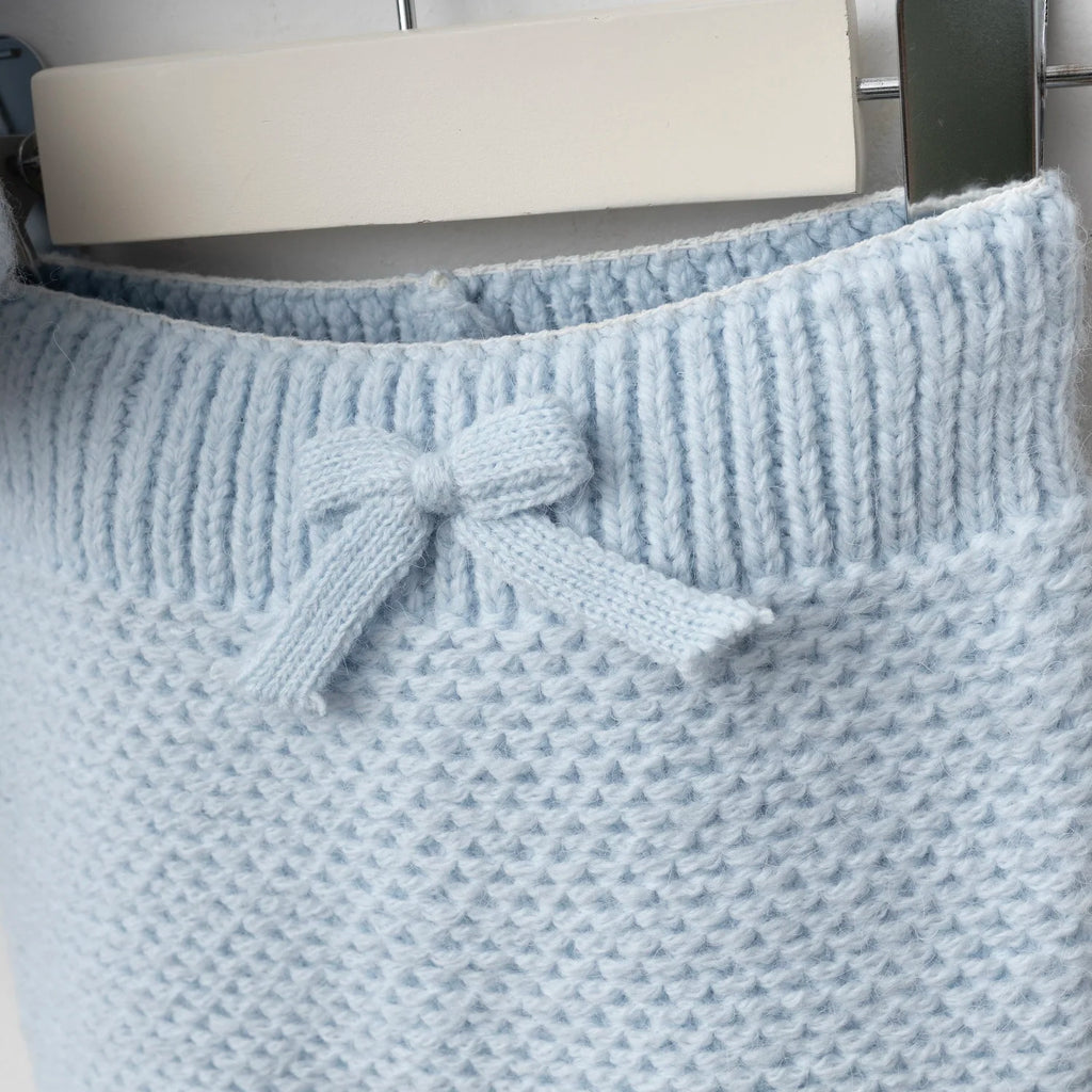Fur Hood Knit Two-Piece Set – Baby Blue