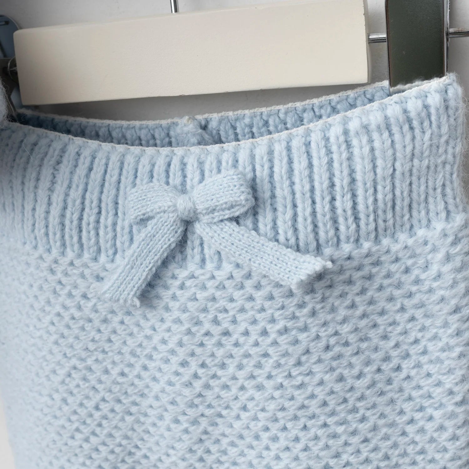 Fur Hood Knit Two-Piece Set – Baby Blue