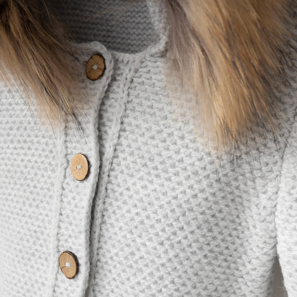 Luxury Gray Furry Knit Two-Piece Set