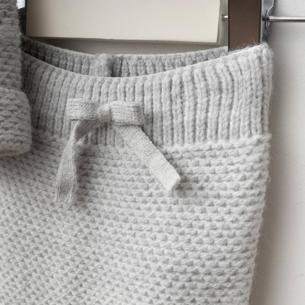 Luxury Gray Furry Knit Two-Piece Set