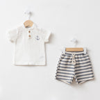 Baby Summer Cotton Set – Shirt & Striped Shorts (2-Piece Outfit)