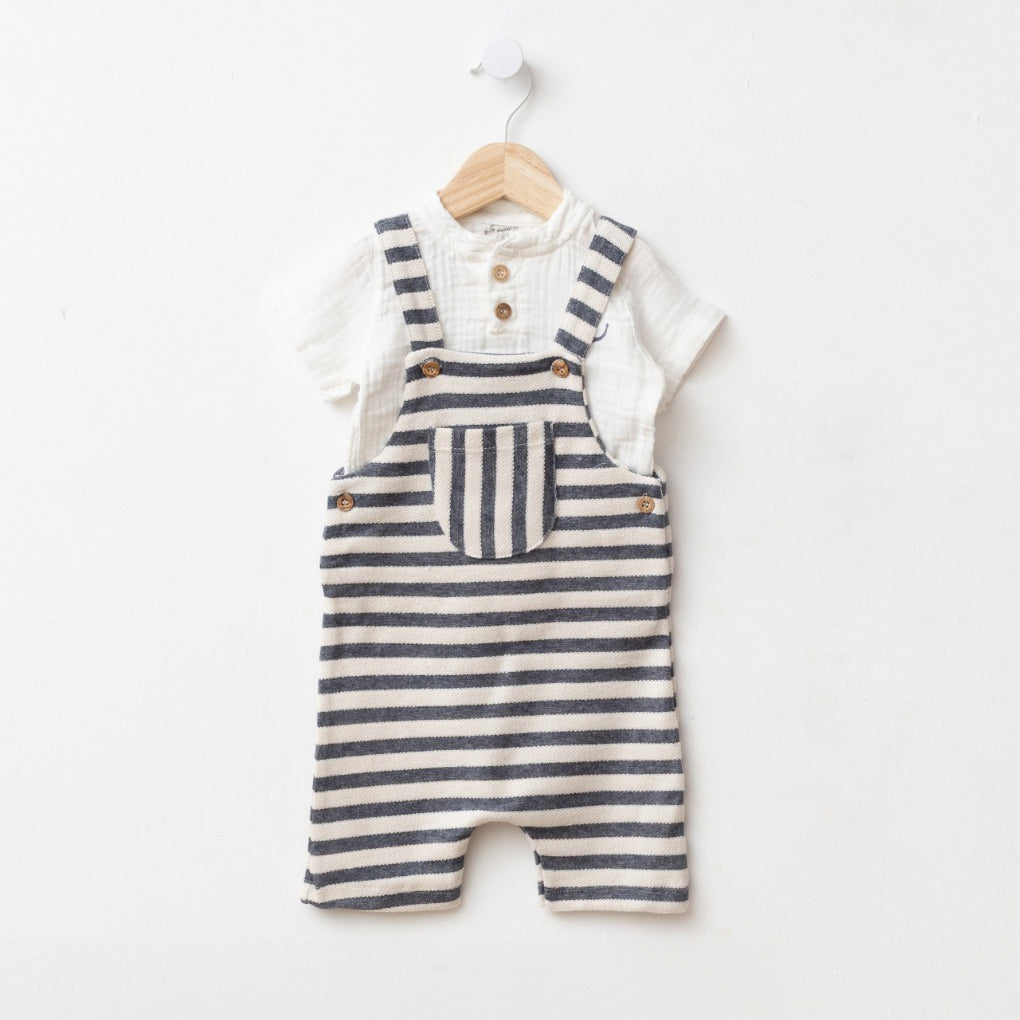 Striped Baby Overall Set with Shirt – Soft Cotton Outfit
