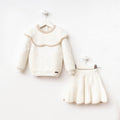 Baby Girl Knit Set – Cream (Top & Skirt)