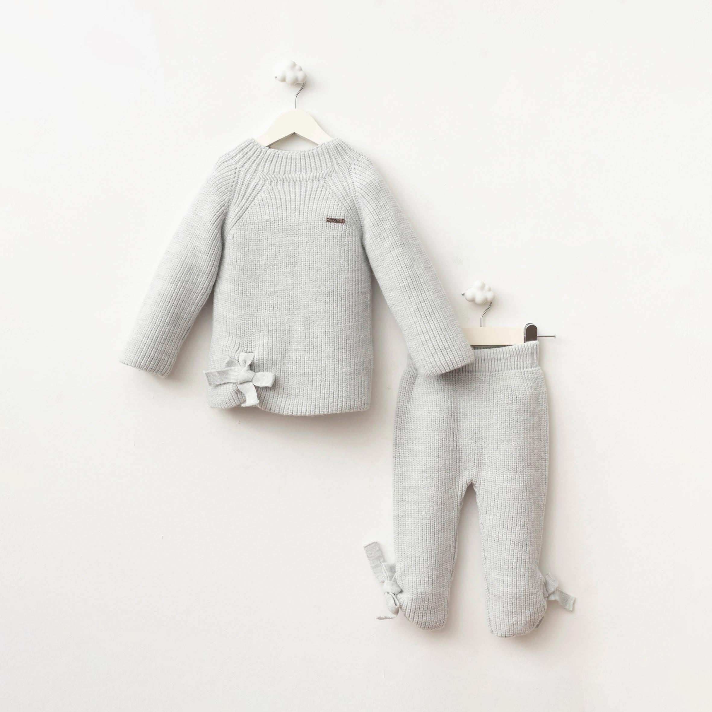 Baby Knit Set – Blue & Beige (2 Pieces)