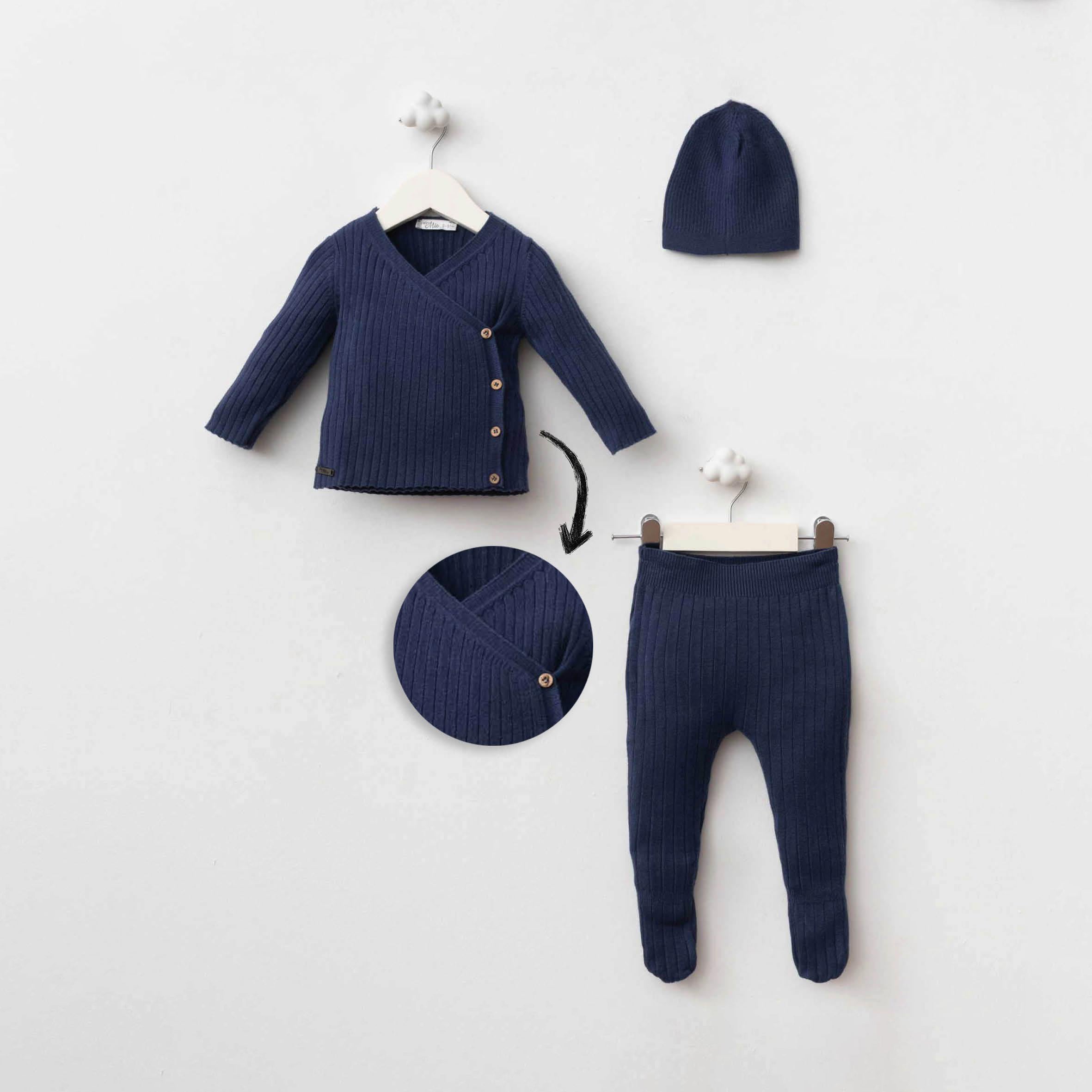 Baby Knit 3-Piece Set – Classic Blue